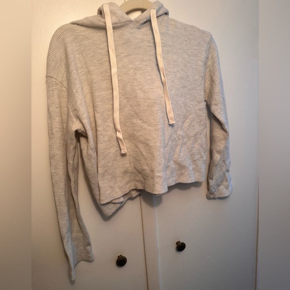 Monrow Brushed Thermal Hoodie Women’s Pullover Ash NWT XS S - Picture 6 of 7